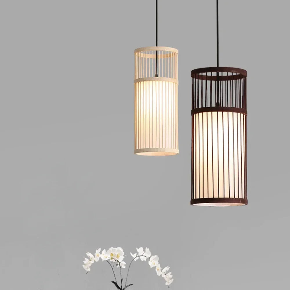 Lustres en bambou tissés à la main, abat-jour, luminaires, chambre à coucher, lampe de salle à manger, artisanat PmotLights