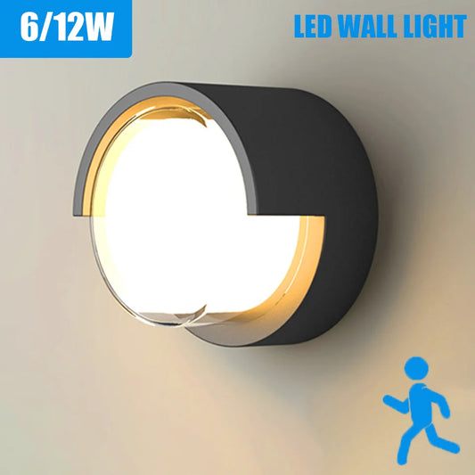 Mur LED lampe éclairage Radar capteur de mouvement AC85-265V 6/12W blanc chaud blanc froid adapté à la décoration intérieure extérieure de la maison