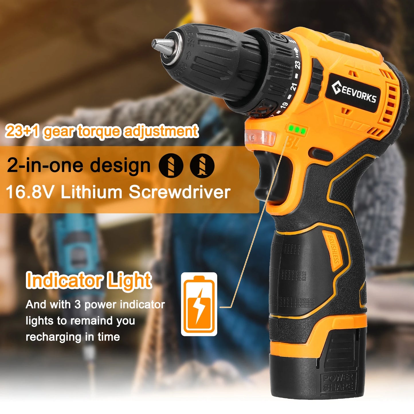 Mini perceuse ¹Èlectrique domestique, moteur sans balais, tournevis ¹Èlectrique, batterie aste Eddie Ion, outils ¹Èlectriques domestiques, 16.8V