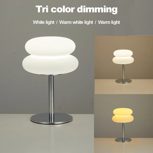 Lampe de chevet de chambre à coucher, lampe de table de style crémeux, prise USB, gradation tricolore, lumière d'ambiance pour salon et étude