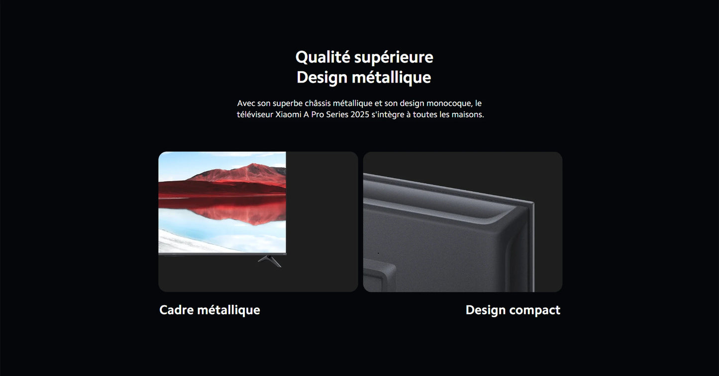 TV A Pro 43 2025 | Écran QLED 4K lumineux aux couleurs précises, Finition métallique haut de gamme avec cadre ultra-fin, Son immersif avec Dolby Audio™
