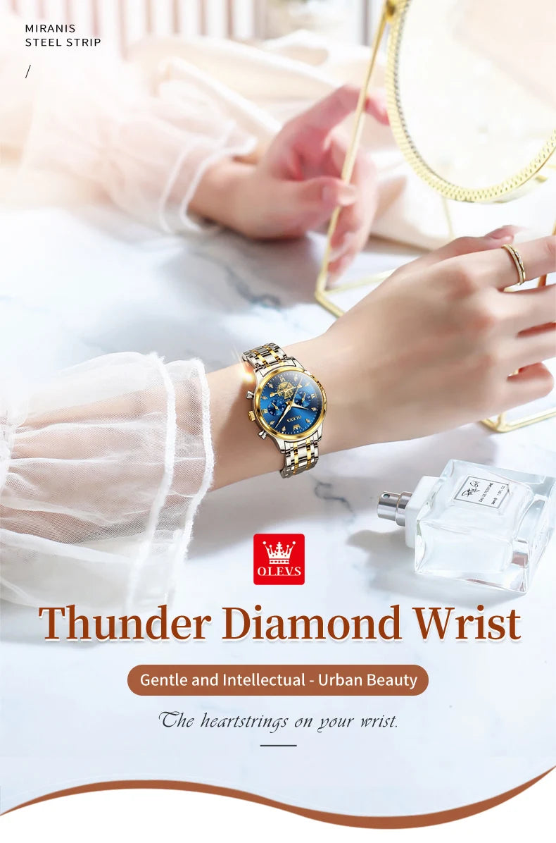 Montre ¨¤ Quartz pour Femme, Design Volant d'Inertie, Diamants ¨¦l¨¦gants, Acier Inoxydable, Chronographe ¨¦tanche, Nouveau, 2897
