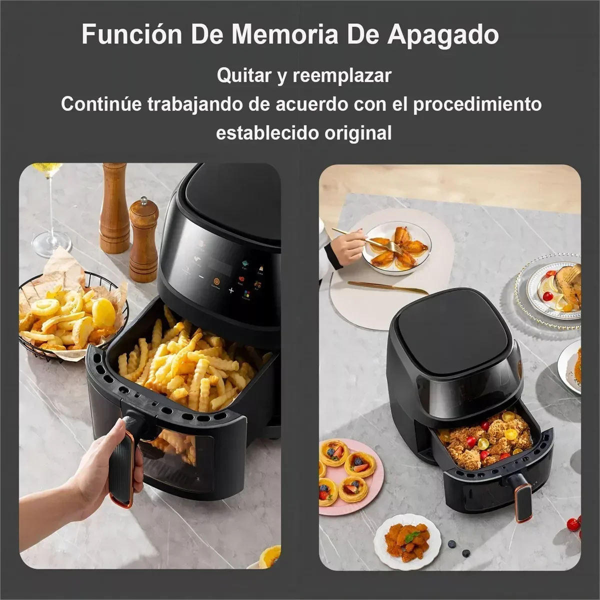 Friteuse ½Ç air intelligente avec ¹Ècran LCD, 1400W, 8L, grande capacit¹È, sans huile, four pour frire des frites et grill¹Èes jetables