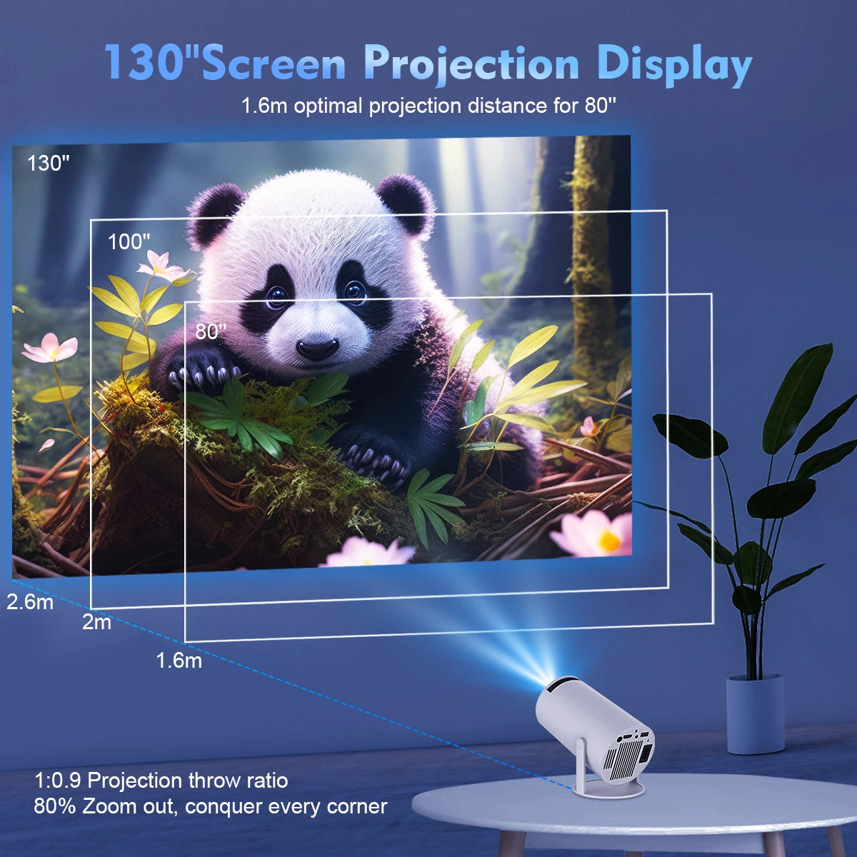 Projecteur Portable pour Touriste, 4K, Android 11, HY300 Pro, WiFi 6, 260ANSI, Allwinner, H713, BTpig, 1280x720P, Cin¨¦ma en Plein Air
