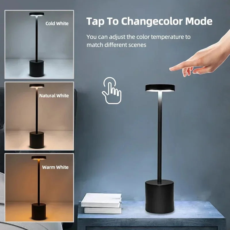 Lampe de Table LED Rechargeable à Capteur Tactile Simple, 3 Couleurs Réglables, Lumière Ambiante Créative de oral et, Décor de Bar et de Chambre