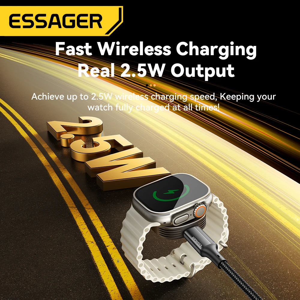 Essager chargeur magnétique sans fil pour Apple Watch 8 7 6 5 4 3 2 SE chargeur rapide magnétique Portable USB Type C pour iWatch Ultra