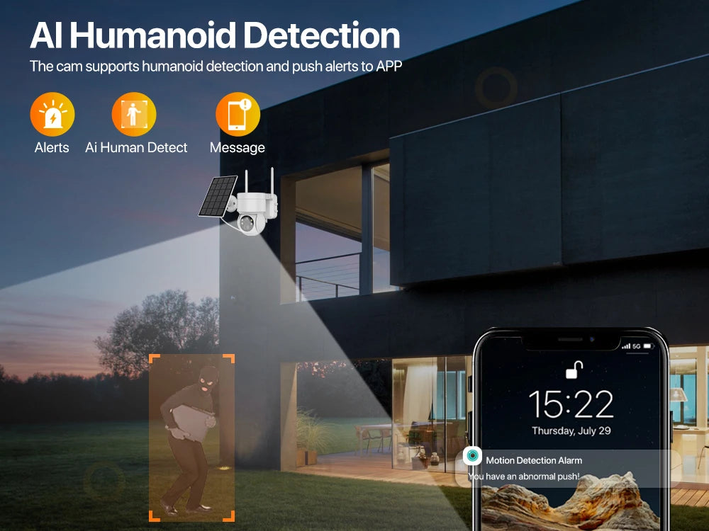 Caméra de surveillance extérieure PTZ IP WiFi HD 1080p NO Card, dispositif de sécurité sans fil, avec batterie intégrée et longue durée de veille