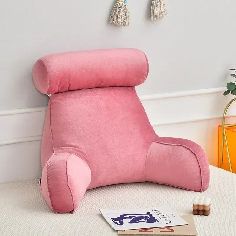 Oreiller de lecture en mousse ½Ç m¹Èmoire de forme ultra doux, coussin de dos de chevet de canap¹È de bureau, coussins de soutien lombaire de lit, assistance de dos de dossier, pink, 75x40x40cm