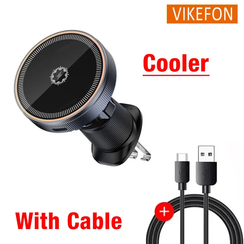 Chargeur de voiture magnétique sans fil à refroidissement par glace, support de téléphone de voiture MacSafe, station de charge rapide, iPhone 15 14 13 12 Pro Max, 30W