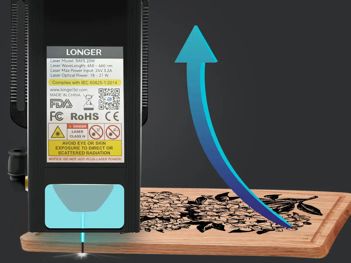 Graveur Laser avec Écran Tactile, Chipset 32 Bits, Connectivité WIFI, Machine de Découpe et de Gravure par Points, 20W, 0.08x0.1mm
