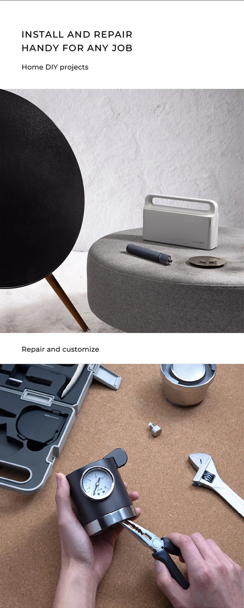 Tournevis sans fil pour la salle de bain, kit d'outils de bricolage, bo?te ¨¤ outils ¨¦lectrique pour l'entretien domestique, TO 3.6V