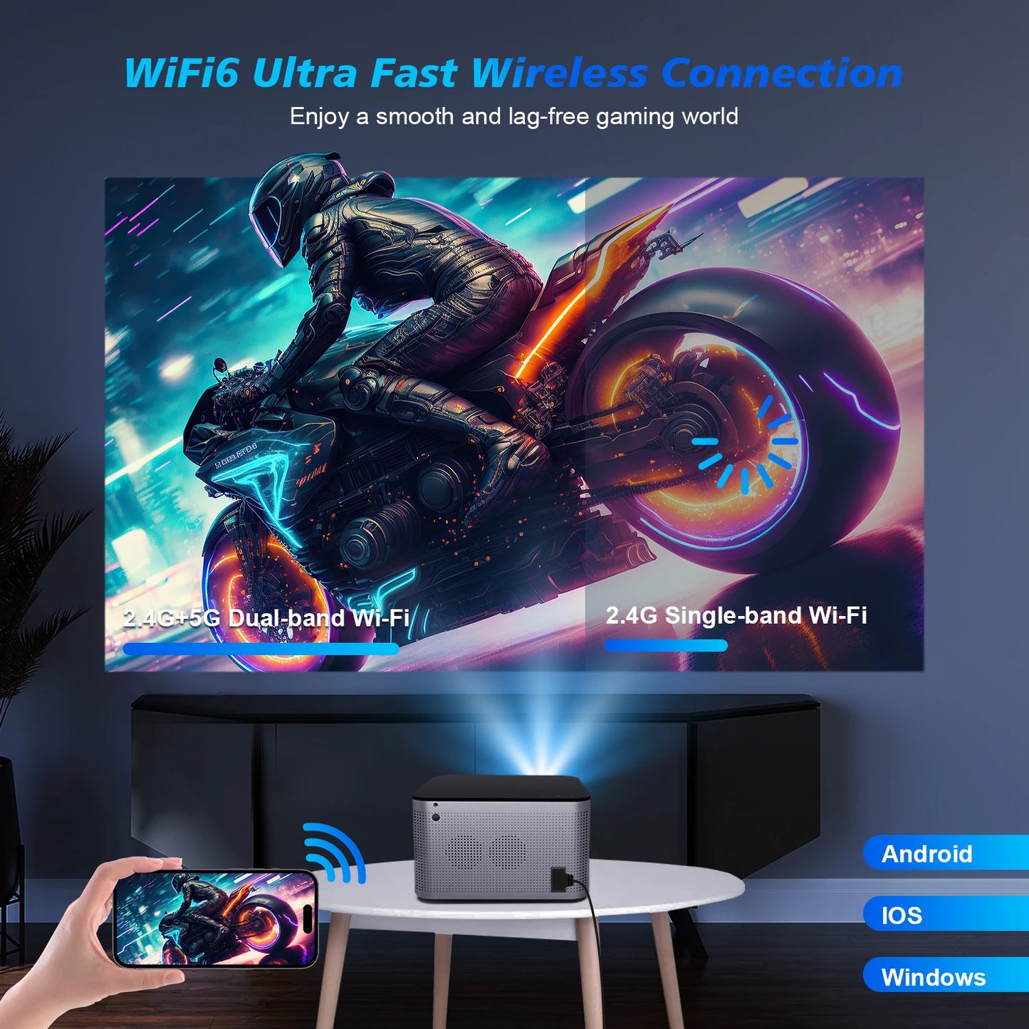 Projecteur , Android 11, 4K, 1080P, Wi-Fi 6, commande vocale, Allwinner H713, mise au point ¨¦lectronique BTpig, Home Prodefait ou HY350 Pro