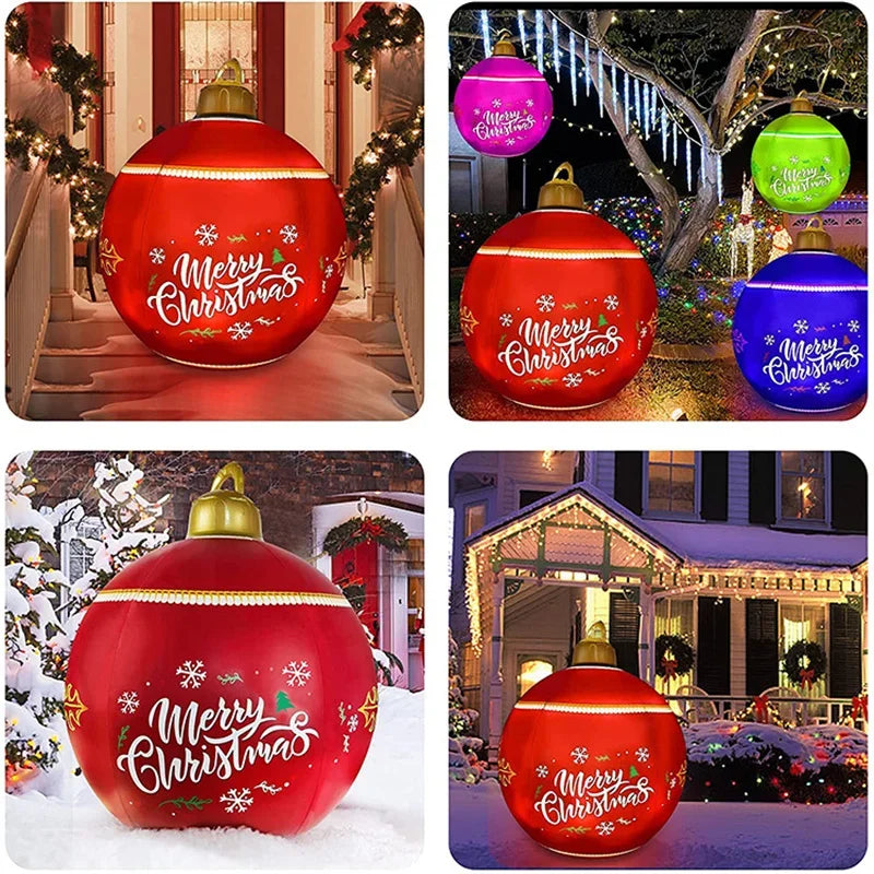 Boule D¹Ècorative Gonflable de No?l, en PVC, AngiLight Glow, Grandes D¹Ècorations IkTree, Jouet d'Ext¹Èrieur, 2025, 60cm