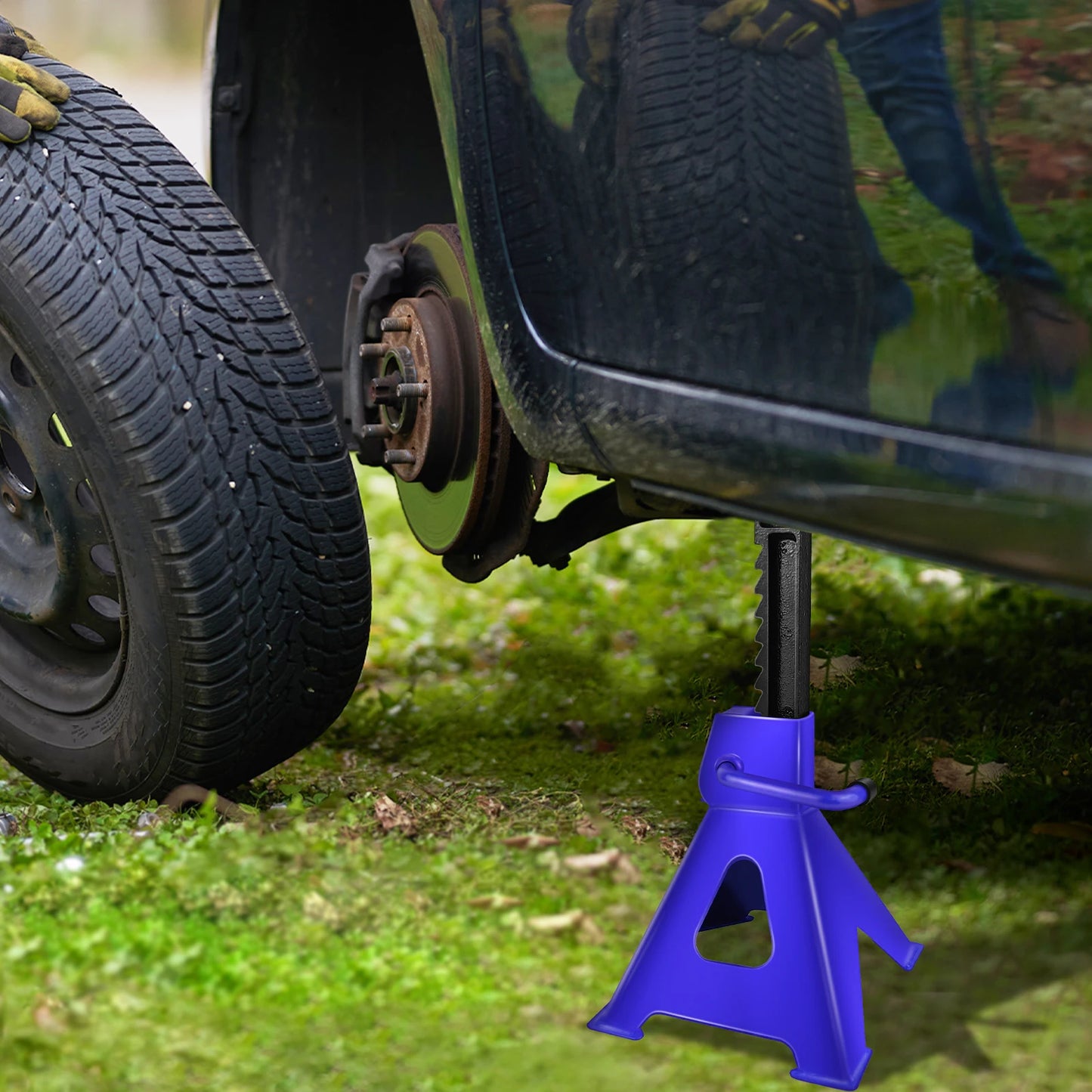 Supports d'appellation en acier pour voiture et camionnette, outil de levage de r¨¦paration, support de cric, plage r¨¦glable ¨¤ 9 ¨¦tages,290-430mm, 2 pi¨¨ces, 3