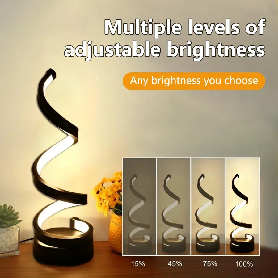 LED veilleuse spirale lampe de Table moderne lampes de chevet Dimmable lampe de nuit bureau salon chambre décoration veilleuses