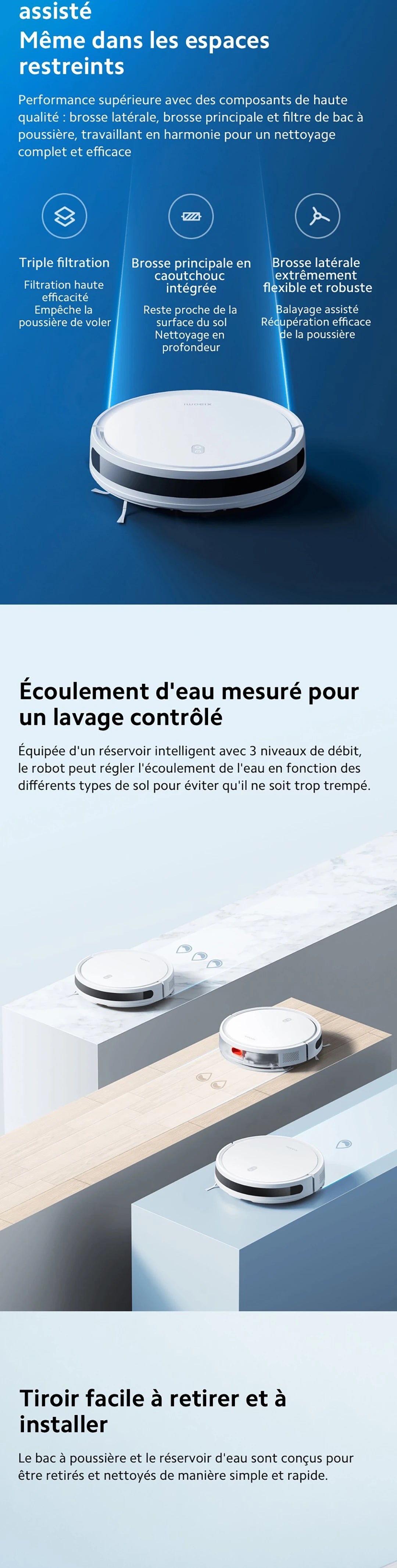 Robot Vacuum E12,Puissance d'aspiration de 4000 Pa,Planification intelligente des parcours aspirateur robot