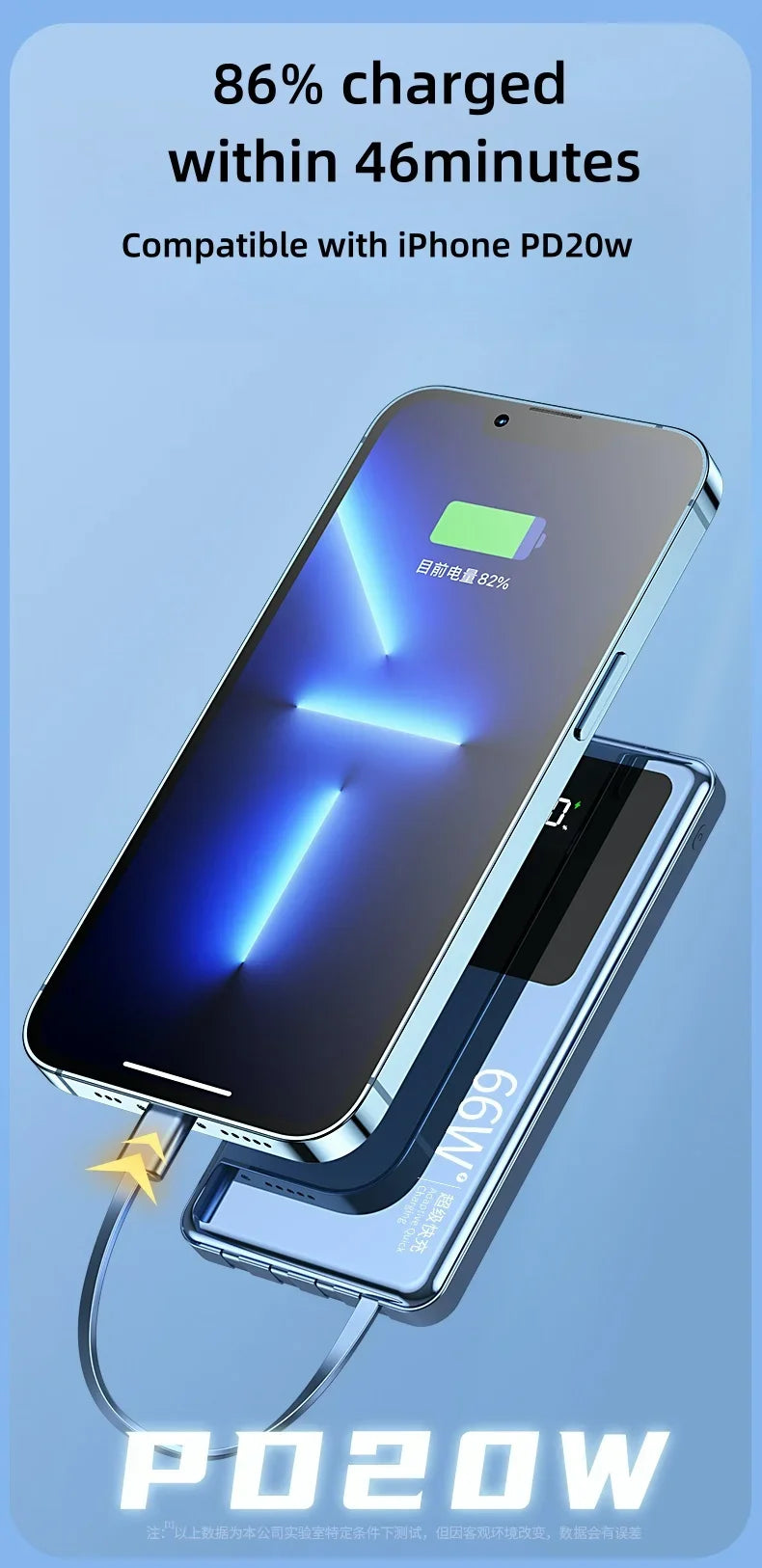 Banque d'alimentation int¨¦gr¨¦e de 30001 mAh-50000 mAh, d¨¦veloppement super rapide, chargeur de batterie mobile externe portable, adapt¨¦ pour iPhone, Samsung, Huawei