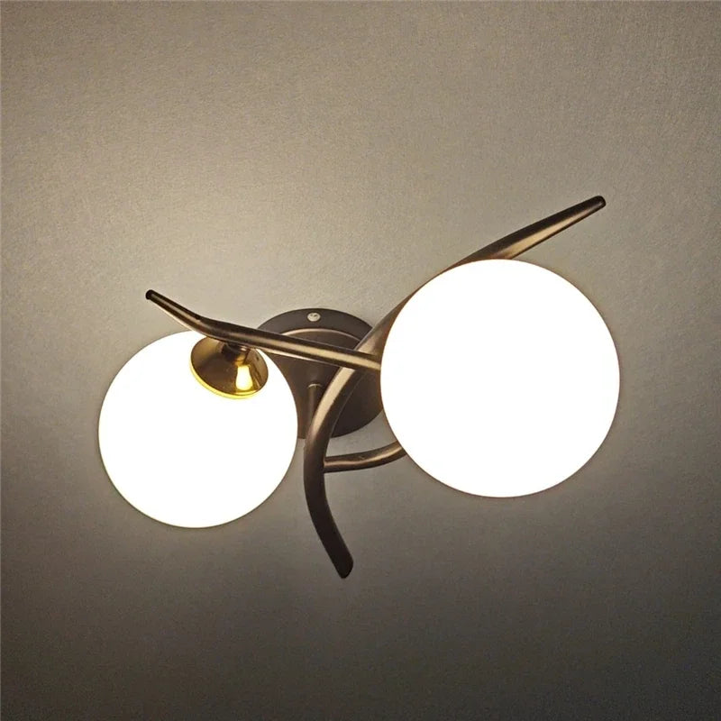 Lampes murales en fer modernes nordiques LED chambre lampe de lit apprentissage couloir salle appliques murales intérieures boule de verre décor luminaires G9