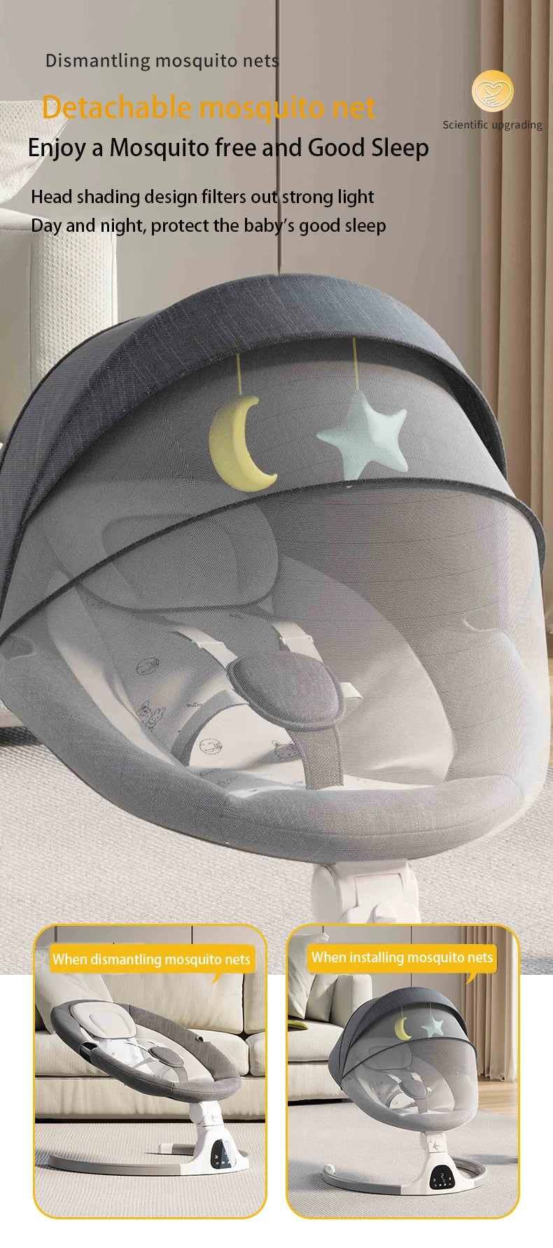 Berceaux de lit ¨¤ bascule pour b¨¦b¨¦, balan?oire ¨¦lectrique de luxe, secoueur inclinable, si¨¨ge ¨¤ cinq points avec t¨¦l¨¦commande