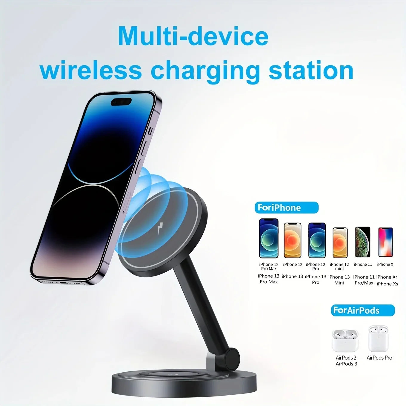 Support de chargeur magnétique sans fil 3 en 1, pour Magsafe iPhone 16 15 14 13 12 Pro Max Apple Watch Airpods, Station de charge rapide