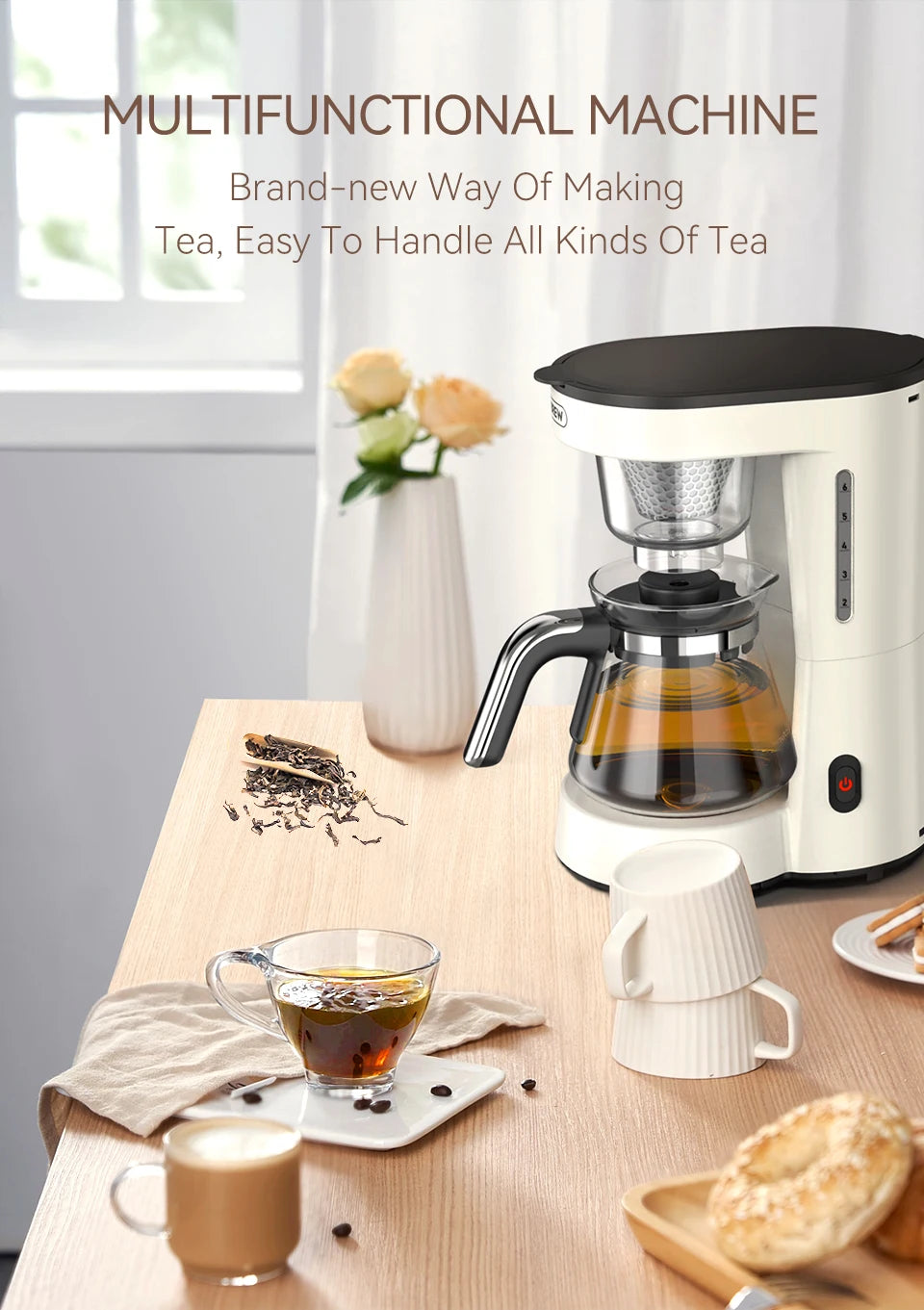Machine ½Ç caf¹È goutte ½Ç goutte 3 en 1, cafetiõ¹re, th¹Èiõ¹re en verre, th¹Èiõ¹re chaude, 750ml, H12WH