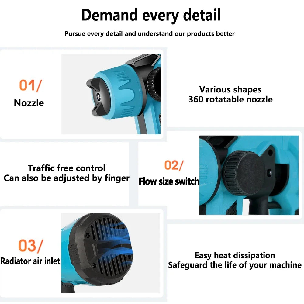 Pistolet ¨¤ peinture ¨¦lectrique sans fil, pulv¨¦risateur de peinture, a¨¦rographe de rev¨ºtement en acier pour meubles automobiles, pulv¨¦risateur de peinture facile, batterie 18V, 800ml