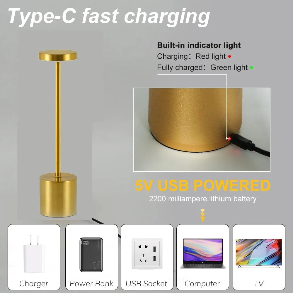 Lampe de Table LED Rechargeable à Capteur Tactile Simple, 3 Couleurs Réglables, Lumière Ambiante Créative de oral et, Décor de Bar et de Chambre
