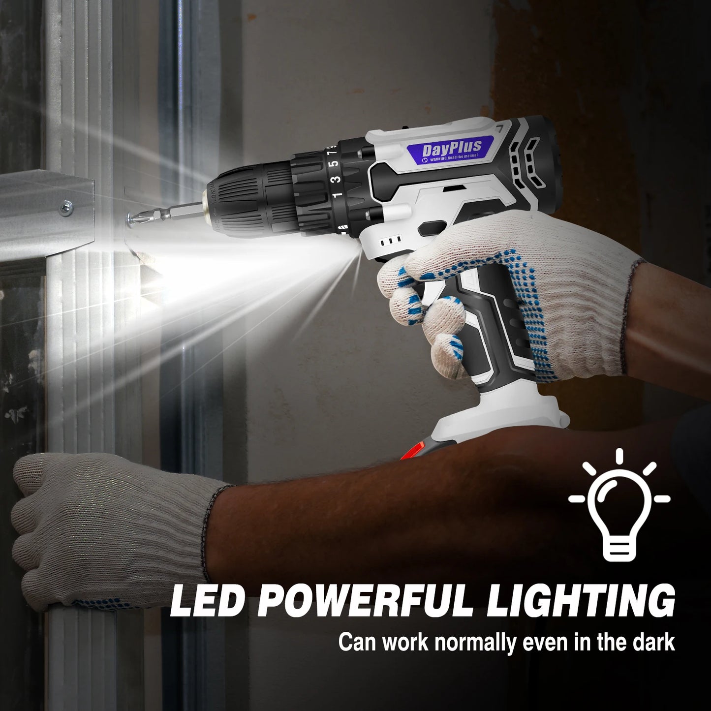 Ensemble de visseuse ¨¦lectrique sans fil, 2 vitesses de transmission, 25 + 1 couple, avec lumi¨¨re LED, batterie Li - ion 21v et chargeur rapide, mandrin sans cl¨¦ de 3 / 8 pouce avec foret 26pcs