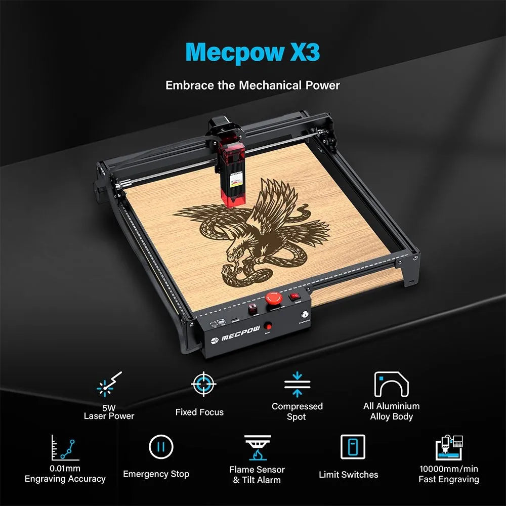 Graveur laser Bery avec verrouillage de s¹Ècurit¹È, puissance laser 5W, mise au point partenaire, pr¹Ècision 0.01mm, vitesse de gravure 10000 mm par min, 410x400mm
