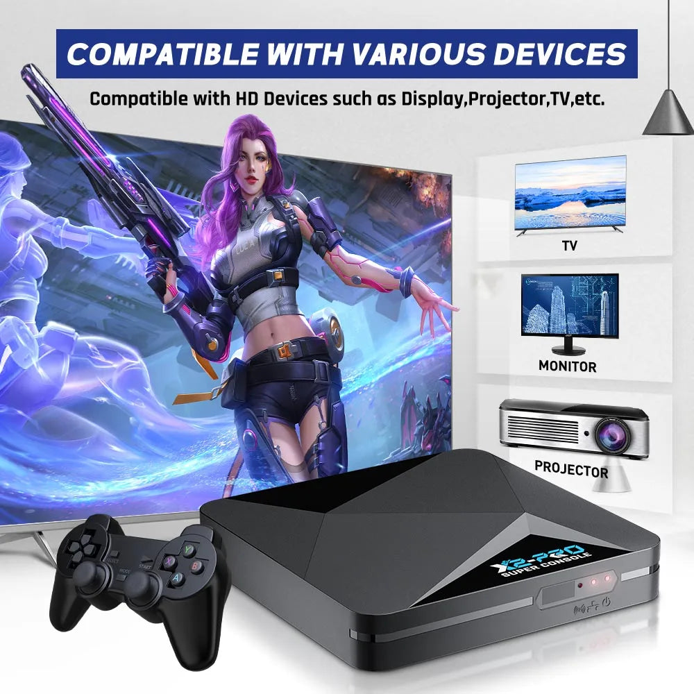 Super console de jeu vid¨¦o r¨¦tro, X2 Pro, 90000 jeux vid¨¦o pour PS1, DC, MAcloser, SS, manette de jeu, cadeau pour enfant, bo?te de jeu