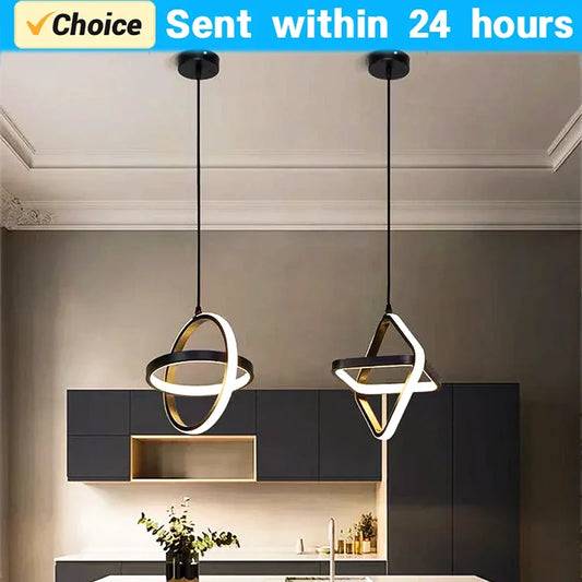 Lampes suspendues LED modernes lustre noir pour salle à manger chambre lampe suspendue de chevet maison Table à manger RoomDecor lampe suspendue