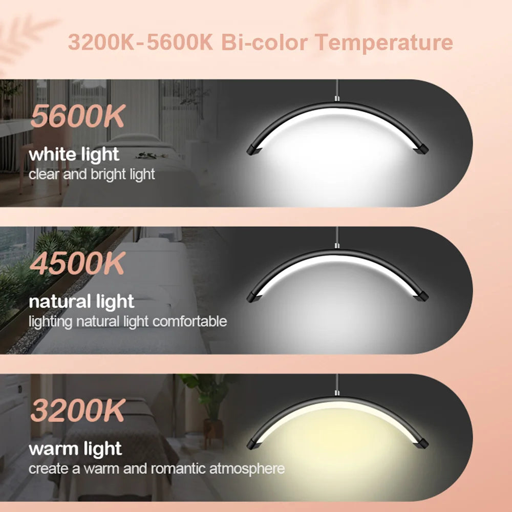HD-M6X 36W LED Video Light Half-moon Shaped Fill Light 3200K-5600K Dimmable avec 180cm/teuse 9in Metal Light Stand