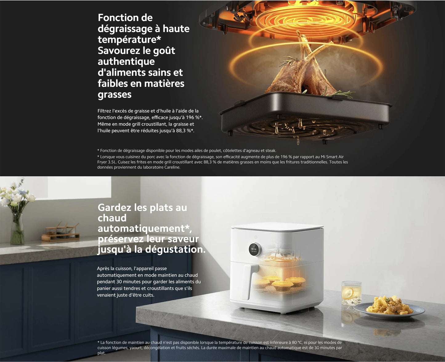 Smart Air Fryer, Tensibilisation ½Ç 360 ¡«, Puzzles it¹È de 6,5 L, Temp¹Èrature Mobentre 40-220 ¡«C, 6,5 L