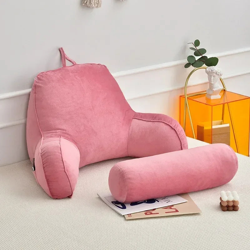 Oreiller de lecture en mousse ½Ç m¹Èmoire de forme ultra doux, coussin de dos de chevet de canap¹È de bureau, coussins de soutien lombaire de lit, assistance de dos de dossier, pink, 75x40x40cm