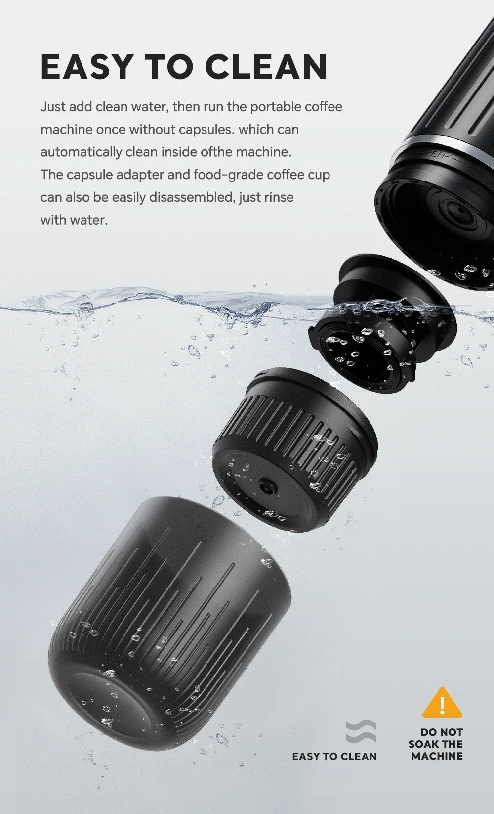 Machine ½Ç caf¹È expresso portable pour voiture et maison, 30ml, 70ml, capsules et poudre, d¹Èveloppement de type C, port Fit, noir
