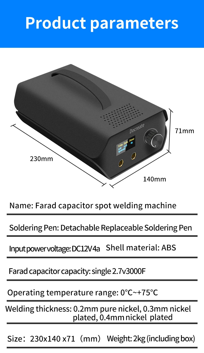 Soudeuse par points portable en d¹Ègrad, condensateur farad, feuille de stockage d'¹Ènergie bricolage, mini maison, batterie au lithium 0.3, soudure, 18650mm