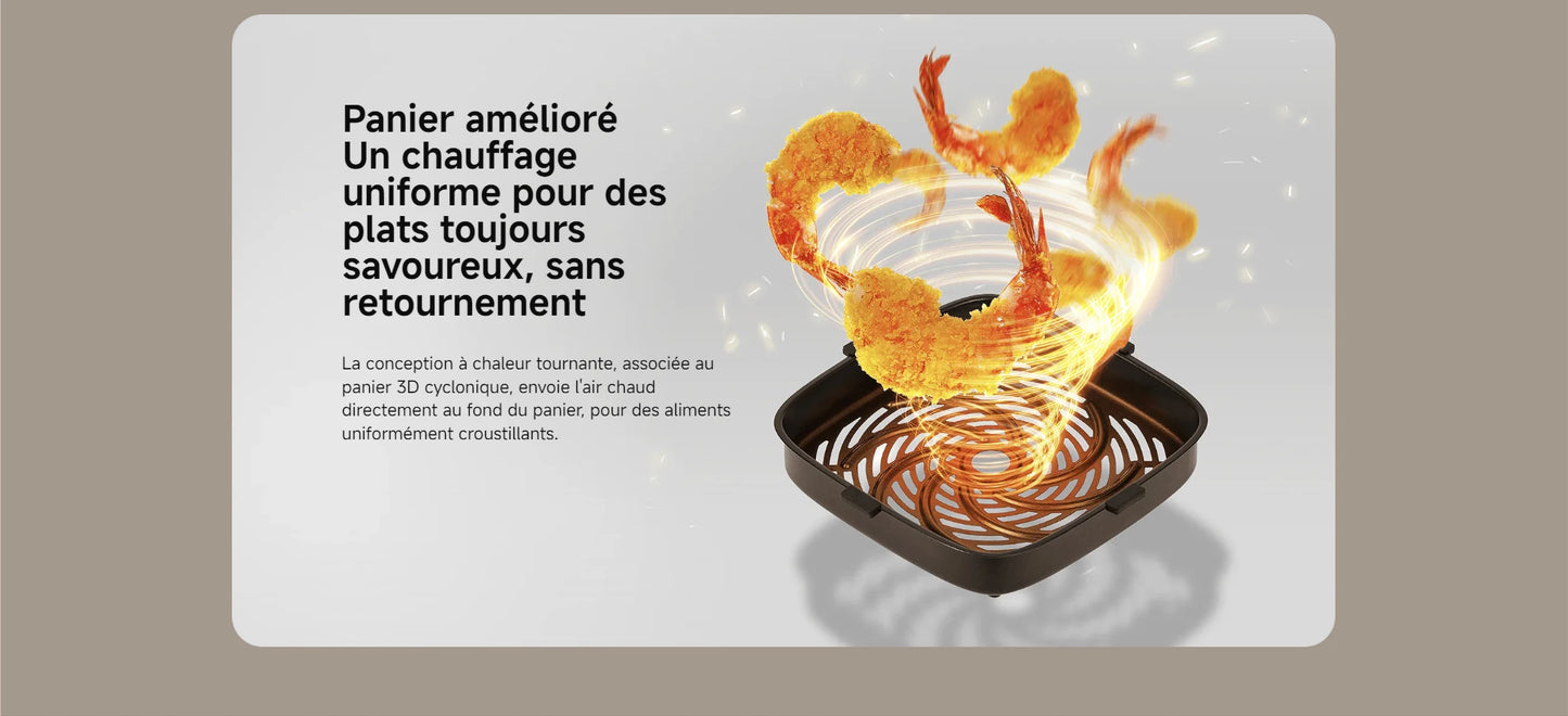 Smart Air Fryer, Friteuse ¨¤ air intelligente, 4.5 litres, Polissage 100-convection ¨¤ 360 ¡ã, Grande plage de temp¨¦rature, 40 ¡ãC ¨¤ 200 ¡ãC