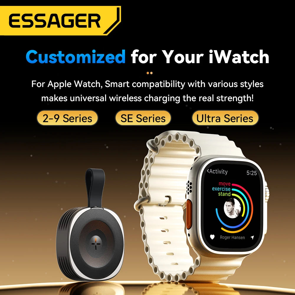 Essager chargeur magnétique sans fil pour Apple Watch 8 7 6 5 4 3 2 SE chargeur rapide magnétique Portable USB Type C pour iWatch Ultra