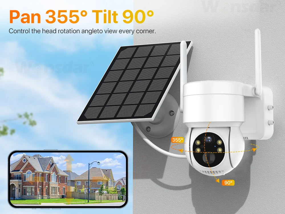 Caméra de surveillance extérieure PTZ IP WiFi HD 1080p NO Card, dispositif de sécurité sans fil, avec batterie intégrée et longue durée de veille
