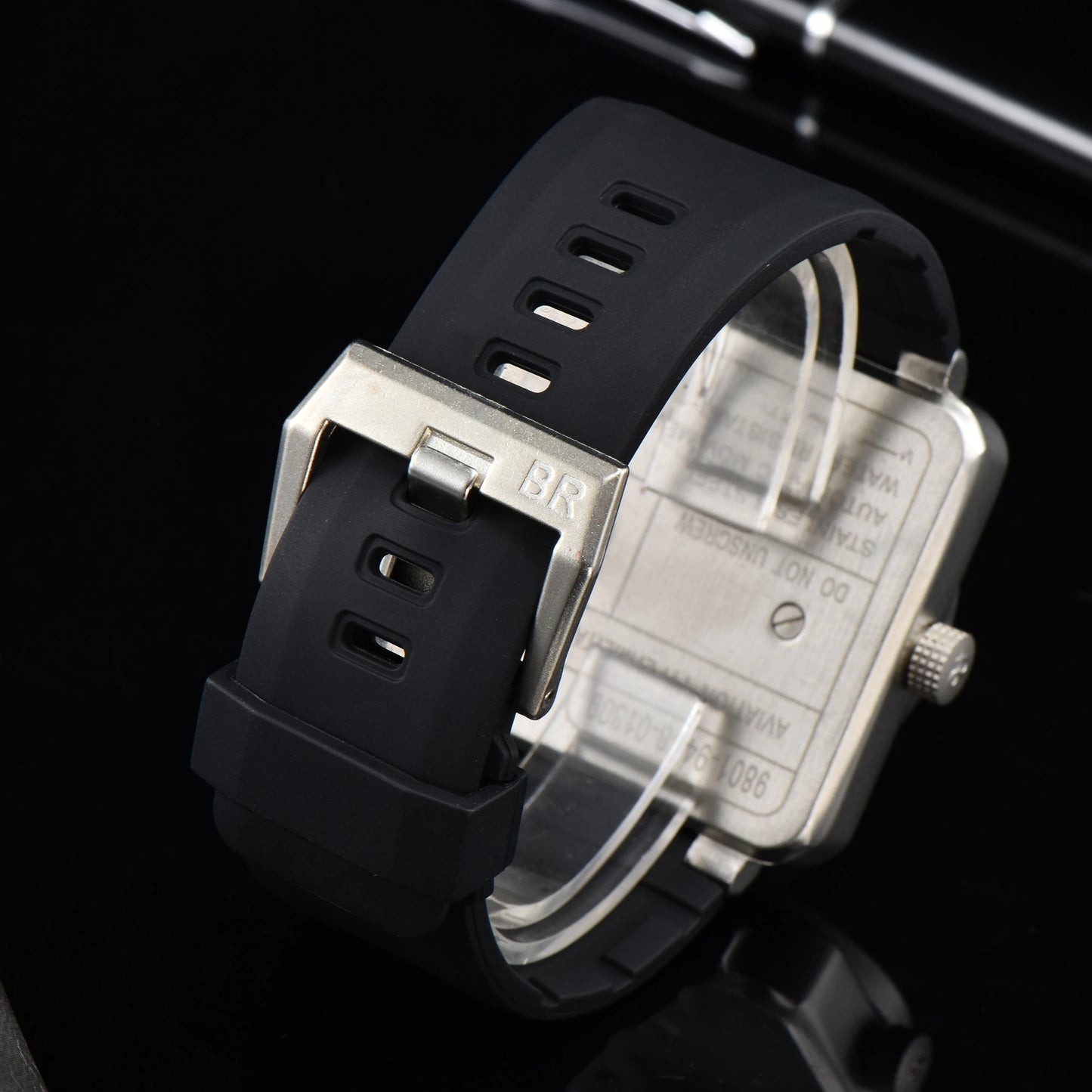 Montre m¨¦canique automatique pour homme, cuir noir Ross, caoutchouc 46mm, horloge AAA, grand cadran