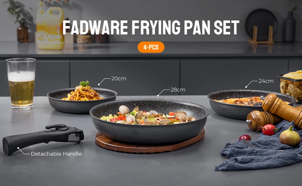 PoÄÇle ½Ç frire avec poign¹Èe parfaite, ensemble de poÄÇles ½Ç frire antiadh¹Èsives pour plaques ½Ç induction, ensemble de poÄÇles ½Ç frire pour toutes les plaques de cuisson, 4 piõ¹ces