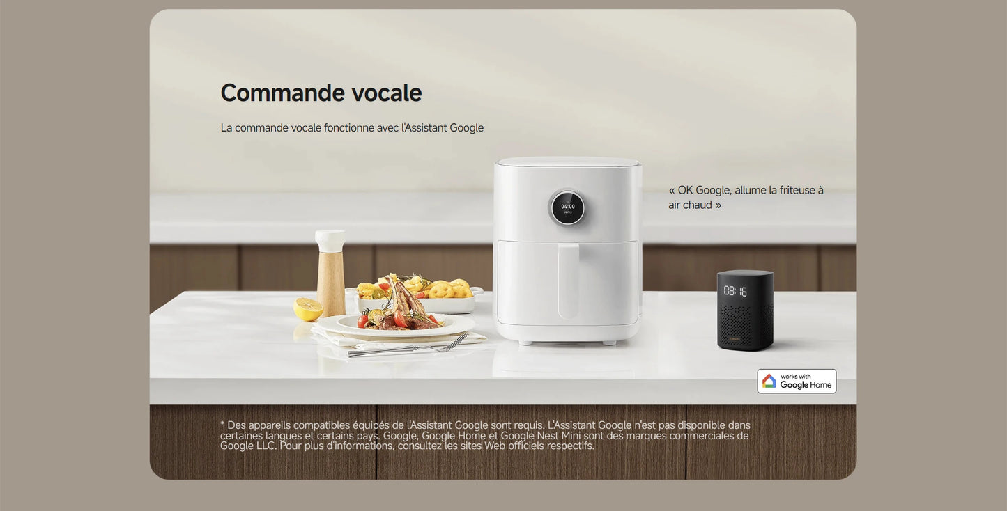 Smart Air Fryer, Friteuse ¨¤ air intelligente, 4.5 litres, Polissage 100-convection ¨¤ 360 ¡ã, Grande plage de temp¨¦rature, 40 ¡ãC ¨¤ 200 ¡ãC
