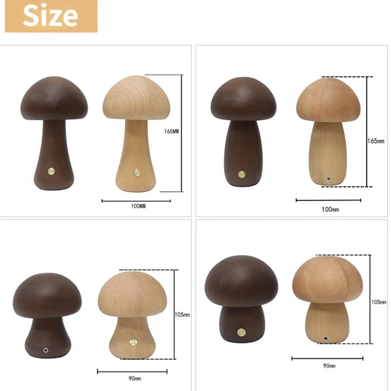Lampe LED en forme de champignon mignon, lampe de chevet en bois avec interrupteur tactile, décoration de salle, lampe champignon environnementale de haut niveau