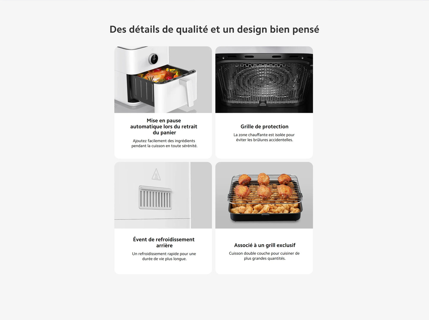 Smart Air Fryer, Tensibilisation ½Ç 360 ¡«, Puzzles it¹È de 6,5 L, Temp¹Èrature Mobentre 40-220 ¡«C, 6,5 L