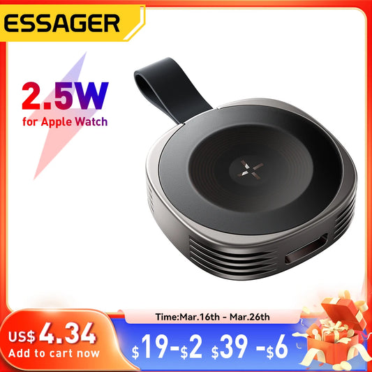 Essager chargeur magnétique sans fil pour Apple Watch 8 7 6 5 4 3 2 SE chargeur rapide magnétique Portable USB Type C pour iWatch Ultra