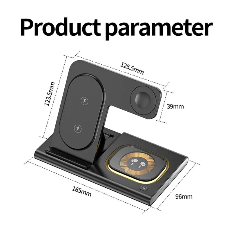 Support de téléphone pliable sans fil 3 en 1 LED, pour Samsung S24 S23 S22 Watch 6 5 4 Active 2 Galaxy Buds, Station de charge rapide