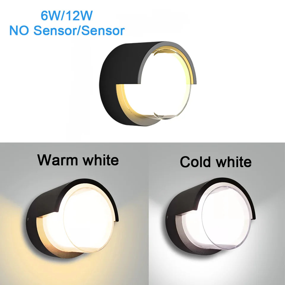 Mur LED lampe éclairage Radar capteur de mouvement AC85-265V 6/12W blanc chaud blanc froid adapté à la décoration intérieure extérieure de la maison