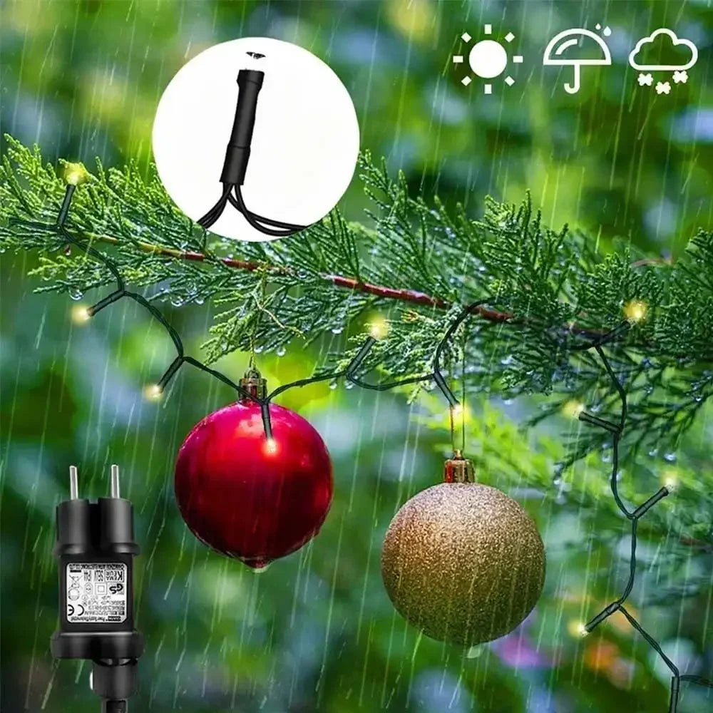 Guirxi¹Èt¹È lumineuse de No?l ½Ç LED, Warm White EU Plug, vacances, d¹Ècoration de fÄÇte ½Ç la maison, int¹Èrieur, ext¹Èrieur, 1.5m