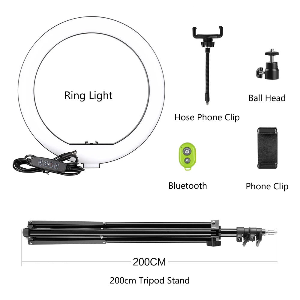SH 10 pouces 26cm Led Ring Light ¨¦clairage de photographie avec tr¨¦pied support Usb Charge Selfie Led lampe pour Streaming vid¨¦o