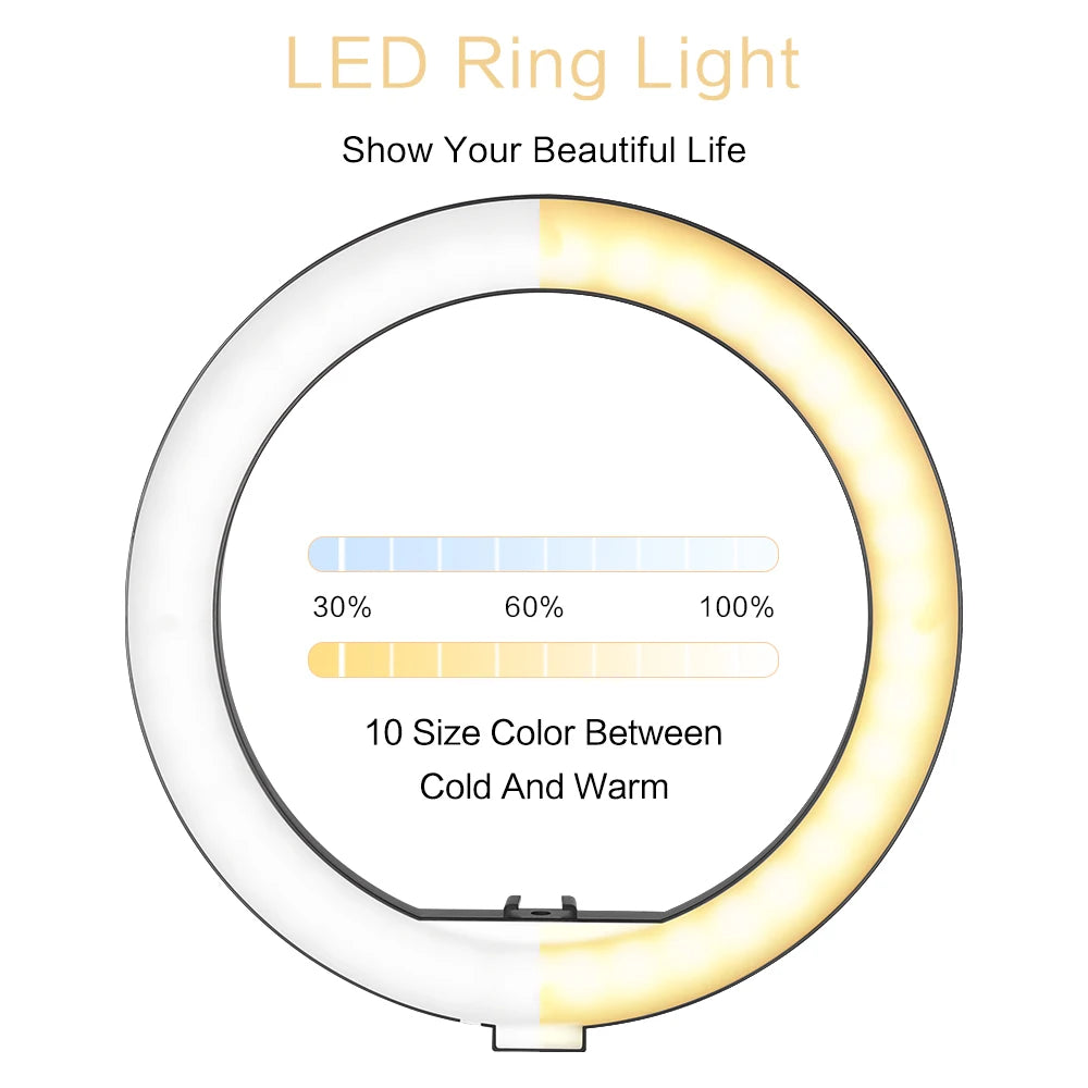 SH 10 pouces 26cm Led Ring Light ¨¦clairage de photographie avec tr¨¦pied support Usb Charge Selfie Led lampe pour Streaming vid¨¦o